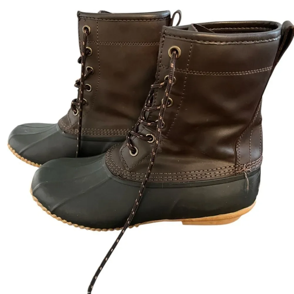 Men's Lands’ End Black and Brown Duck Boots 8D